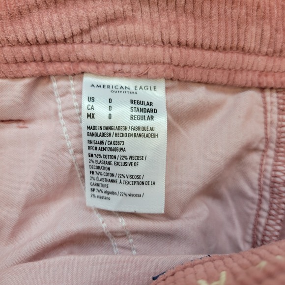 American Eagle Pants Womens 0 Pink Corduroy Baggy Wide Leg High Rise Cargo - Picture 5 of 12